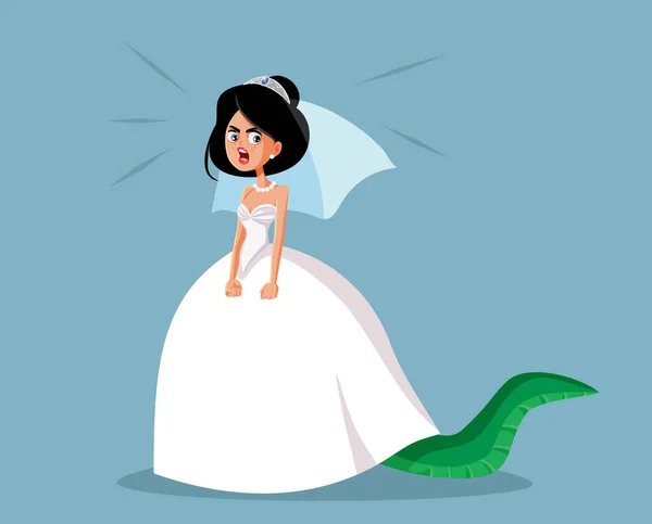 愤怒的新娘对婚礼的安排感到不满意 — 图库矢量图片