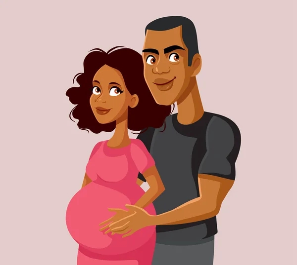 Casal Jovem Esperando Bebê Vetor Ilustração — Vetor de Stock