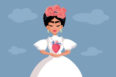 21 Haziran 2020, Frida Kahlo Vektör Çizgi Filmi