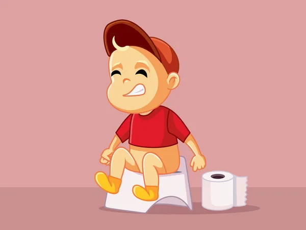 Bebé Sentado Inodoro Vector Ilustración Dibujos Animados — Archivo Imágenes Vectoriales
