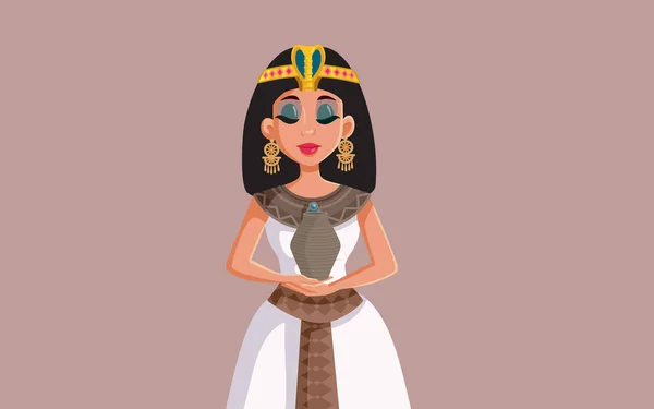 Egyptische Koningin Cleopatra Holding Asp Mand Vector Illustratie — Stockvector