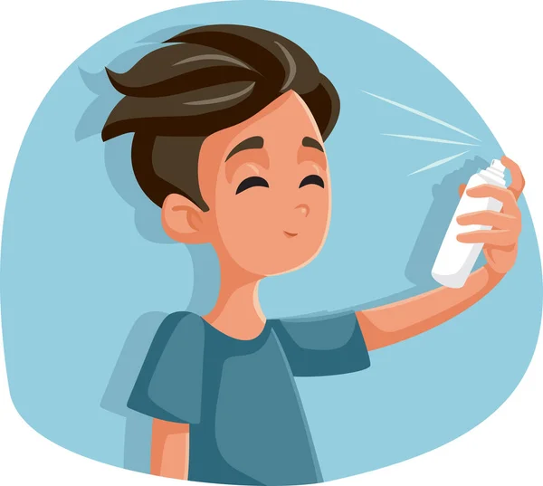 Teen Boy Using Hairspray Vector Cartoon — Stock Vector