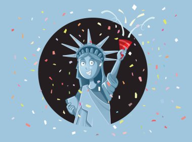 Bağımsızlık Günü Vektör Karikatürünü Kutlayan Özgürlük Heykeli