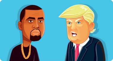 New York, ABD. 6 Temmuz 2020, Donald Trump ve Kanye Batı Vektörü
