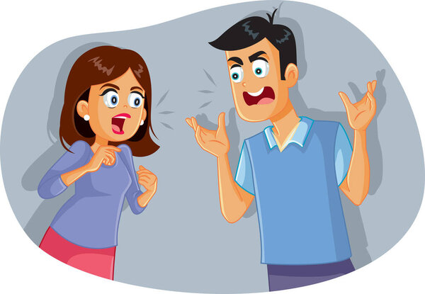 Couple Fighting and Arguing Vector Cartoon