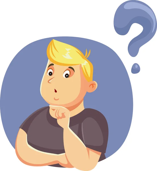 Funny Man Having Questions Vector Cartoon — Stock Vector