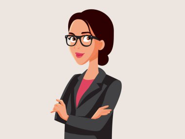 Gözlüklü ve Takım Elbiseli Güçlü Kadın