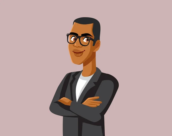 Guapo Sonriente Hombre Negocios Con Gafas — Vector de stock