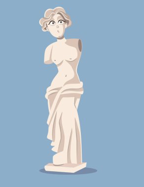 Venus de Milo Heykel Vektörü Çizgi Filmi Komik İllüstrasyon 
