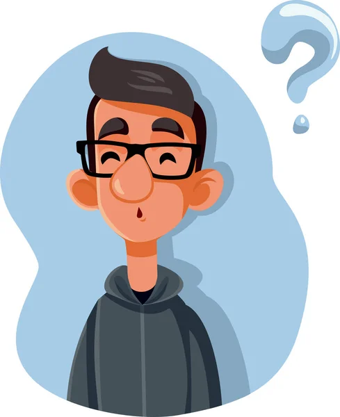 Puzzled Tiener Vragen Stellen Vector Cartoon — Stockvector