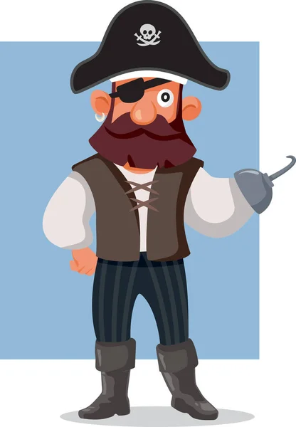 Funny Pirate Vector Cartoon Illustration — Stock Vector