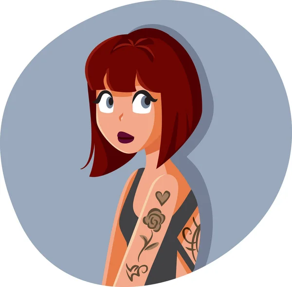 Cool Γυναίκα Τατουάζ Vector Εικονογράφηση Γελοιογραφία — Διανυσματικό Αρχείο
