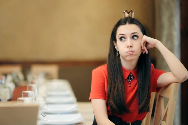 Sad Birthday Girl Sitting Alone at Party Table