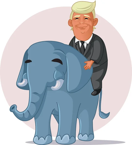 Usa August 2020 Donald Trump Riding Elephant — Stock Vector