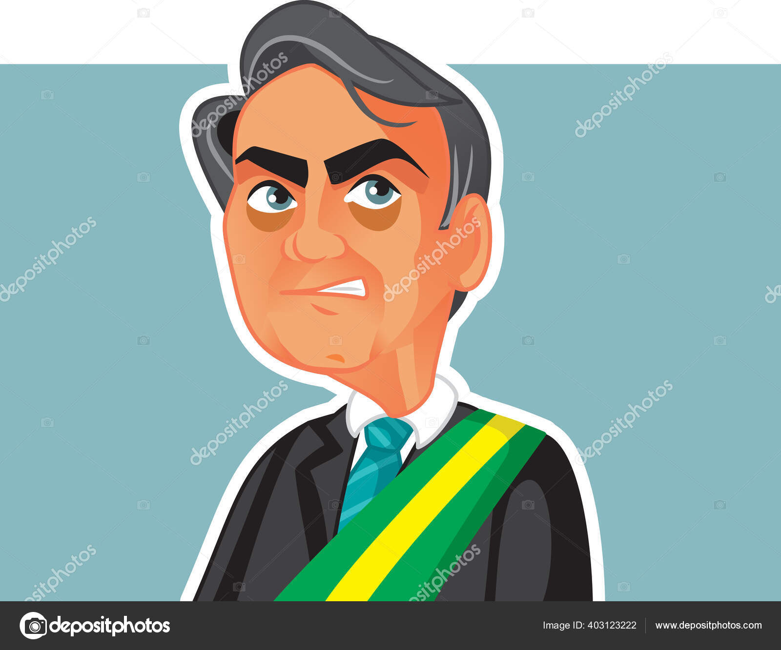 Août 2020 Jair Bolsonaro Caricature Vectorielle image vectorielle par