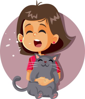 Hapşıran Kız Kedi Alerjisi Kucağında Kedi Kucağında