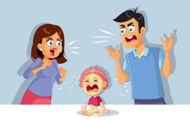 Ebeveynler tartışırken ve çığlık atarken Bebek Ağlıyor 