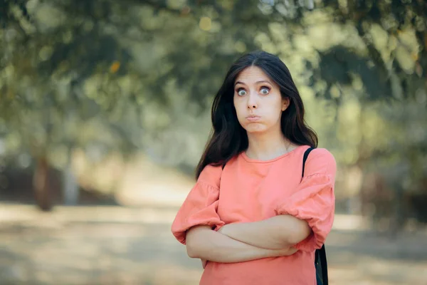 Portrait Woman Feeling Puzzled Thinking — Stock Photo, Image