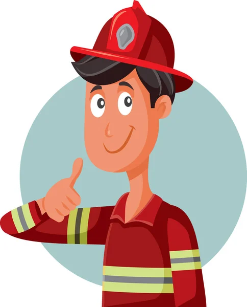 Cartoon Fireman Thumbs Making Gesture — 스톡 벡터