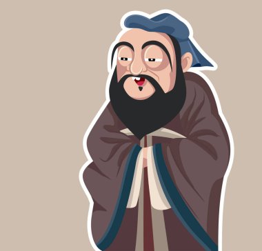 Chinese Philosopher Confucius Vector Caricature Illustration clipart