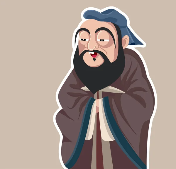 Filósofo Chino Confucio Vector Caricatura Ilustración — Archivo Imágenes Vectoriales