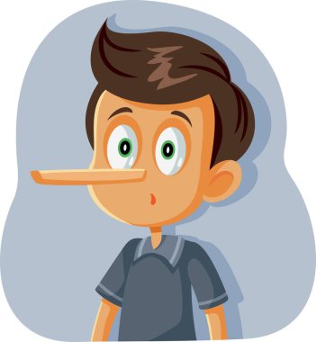 Liar Boy with Long Nose Vector Cartoon clipart