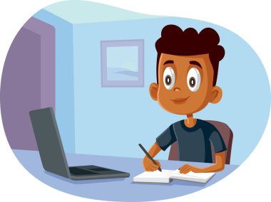 African School Boy Studying from Home clipart