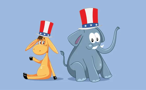 アメリカの選挙のための民主党と共和党のマスコット — ストックベクタ