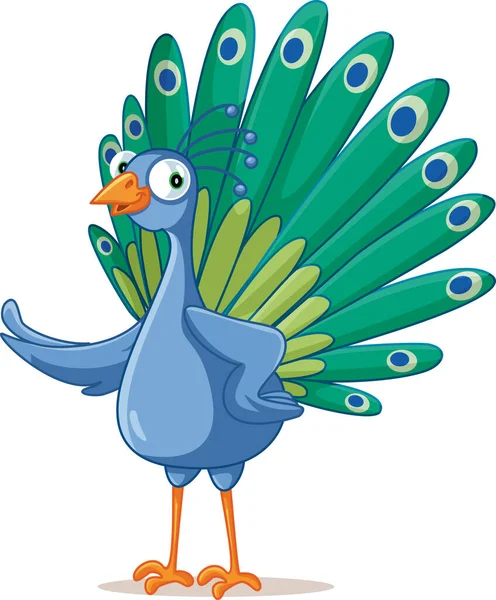 Funny Vector Cartoon Peacock Character — Stockový vektor