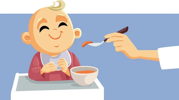 Bebê Bonito Sendo Alimentado Usando Colher — Vetor de Stock