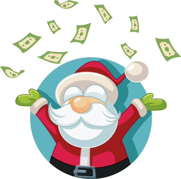 Šťastný Santa Claus Vyhazování Peněz Vzduchu — Stockový vektor