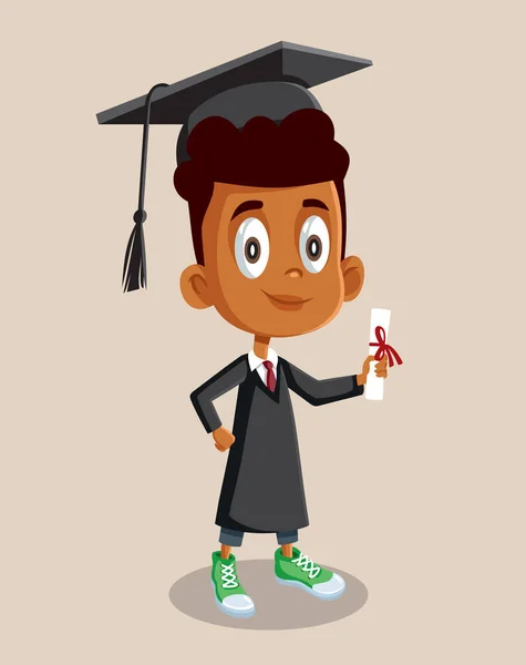 African Boy Graduating School Holding Δίπλωμα — Διανυσματικό Αρχείο