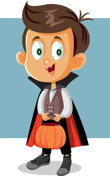 Halloween Boy Costume Vampire Going Trick Treat — Image vectorielle