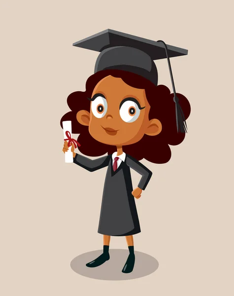 African Girl Graduating School Holding Diploma — Stock Vector