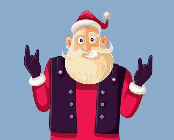 Cool Rock Roll Babbo Natale Vector Cartoon — Vettoriale Stock