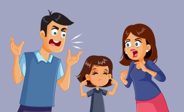 Küçük Çocuk Kulakları Öfkeli Kavgayla Kaplıyor Vektör İllüstrasyonu