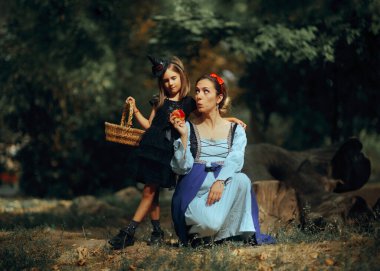 Prenses zehirli elmayı komik bir karnavalda alıyor.