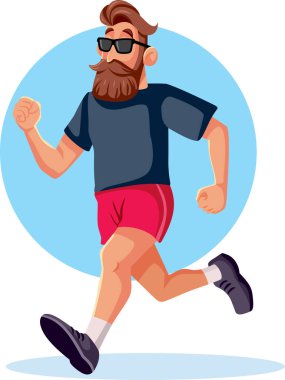 Havalı Adam Spor Giysileri Giyiyor Koşan Vektör Karakteri