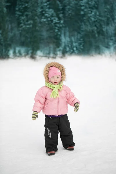 Piękna Dziewczyna Syndrome Sam Spaceru Parku Zimie — Zdjęcie stockowe