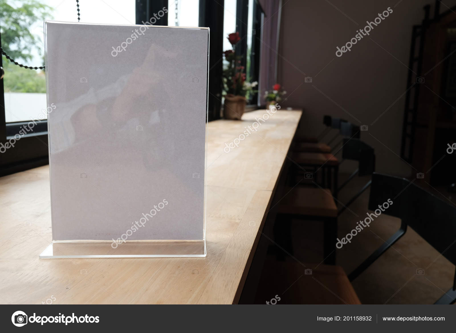 Download White Label Cafe Display Stand Acrylic Tent Card Coffee Shop Stock Photo Image By C Psisaa 201158932