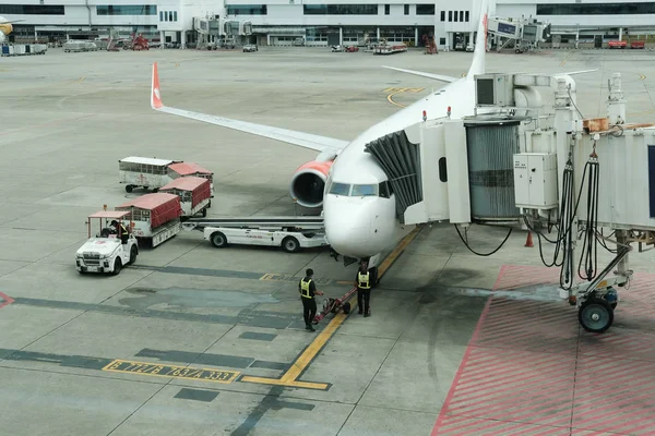 Bangkok Tayland Temmuz 2018 Tay Aslan Hava Uçak Park Terminal — Stok fotoğraf