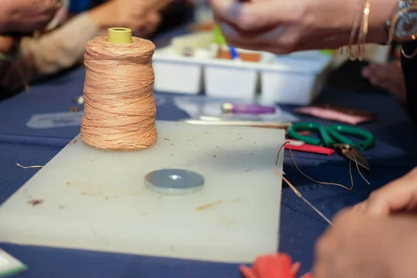 Artesanía Cuero Hecho Mano Herramienta Instrumento Diy Escritorio Trabajo Del — Foto de Stock