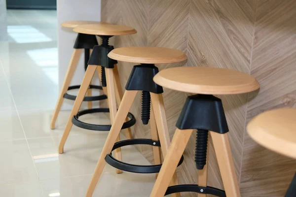 Wood Stool Chair Cafe Coffee Shop Cafeteira Restaurant Food Center — Stock Photo, Image