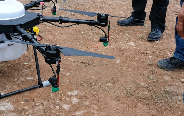 Drone Agricole Pour Pulvériser Engrais Liquide Herbicide Dans Les Terres — Photo