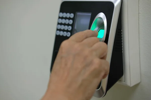 Hand Scanning Finger Print Access Control Machine Hour Work Time — Stock Photo, Image