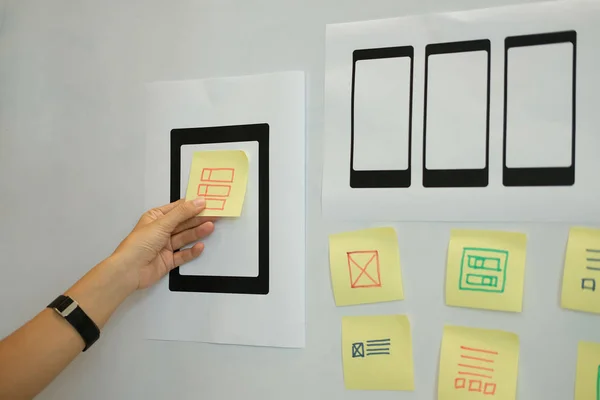 Experiencia Usuario Lugar Trabajo Escritorio Diseño Con Diseño Tableta Aplicación — Foto de Stock