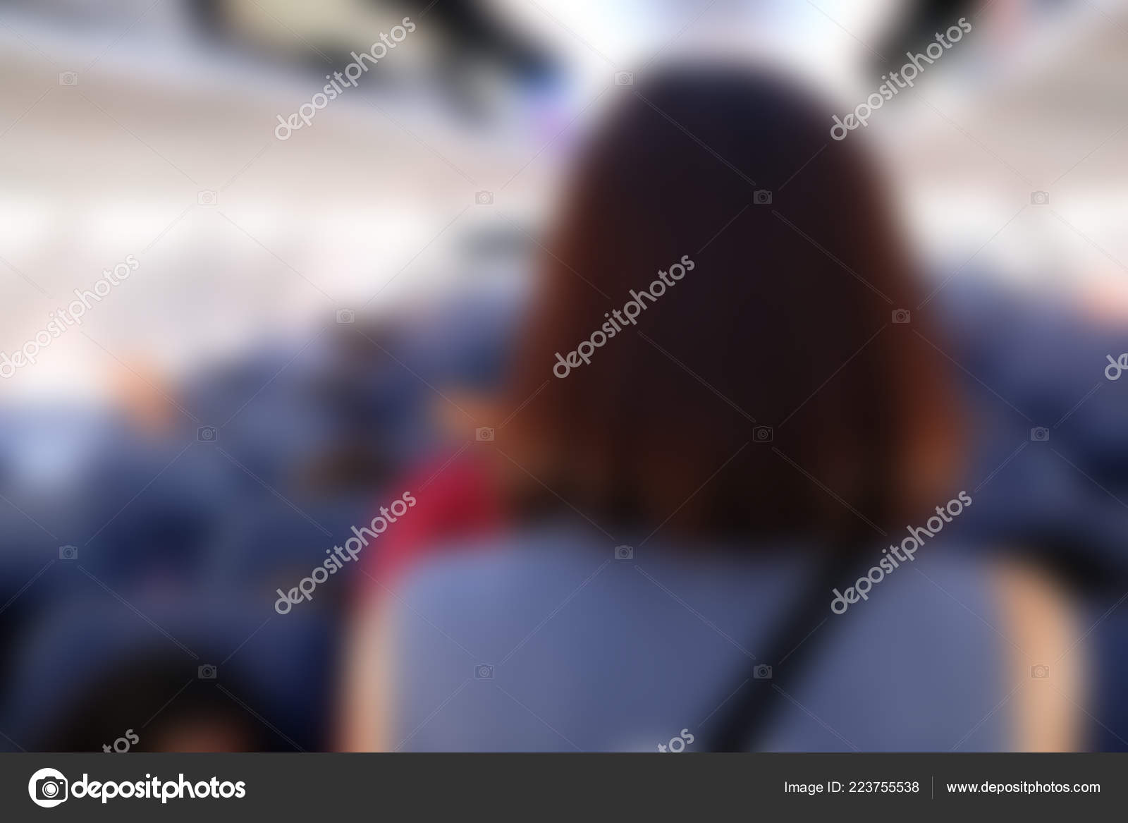 Passenger Airplane Aeroplane Interior Blurry Defocused