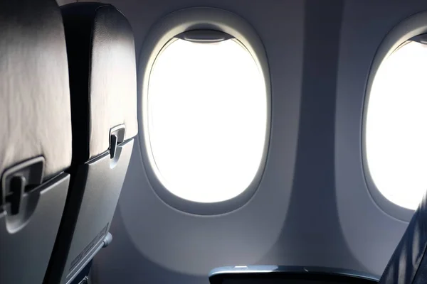 Ventana Del Avión Dentro Cabina Abertura Del Ojo Buey Avión — Foto de Stock