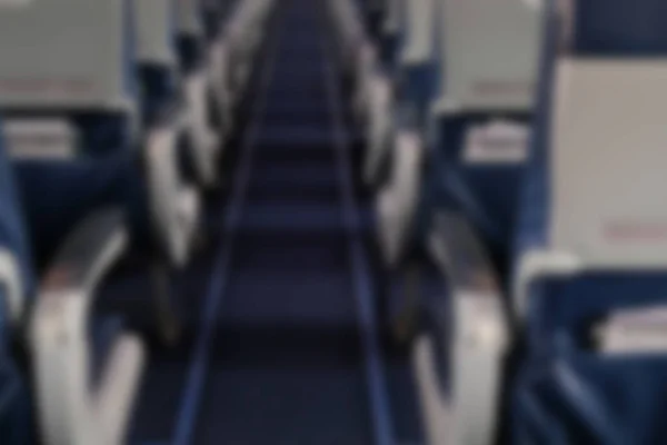 Passagiersitz Flugzeug Gang Innenraum Des Flugzeugs Verschwommener Defokussierter Hintergrund — Stockfoto