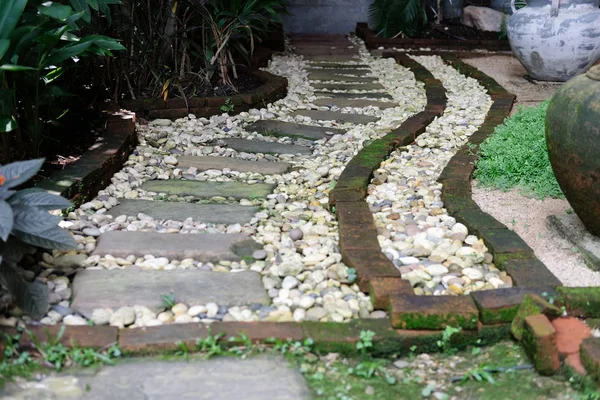 Allée Chemin Pierre Dans Jardin Extérieur — Photo